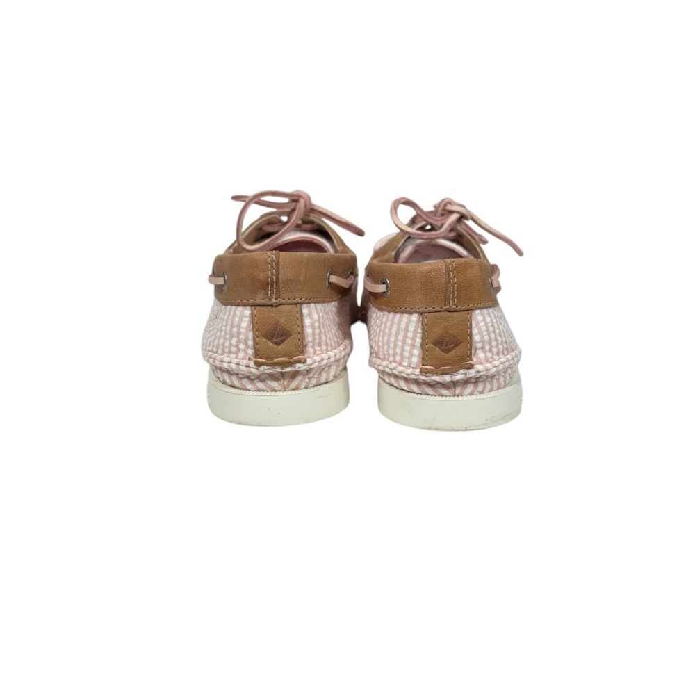 Sperry Top-Sider O 2-Eye Seersucker Print Pink & White Stripe Boat Shoe Size 9 - Picture 7 of 11